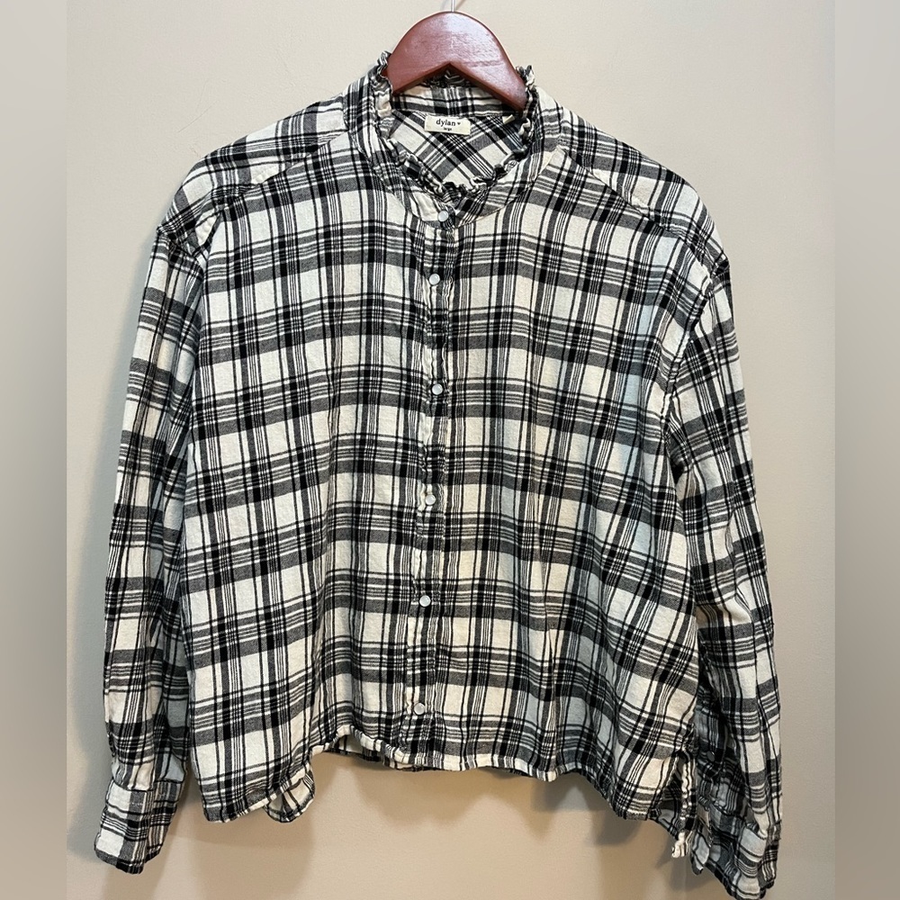 Dylan Buffalo Plaid Western Snap Front Flannel Shirt Long Sleeve Women's L